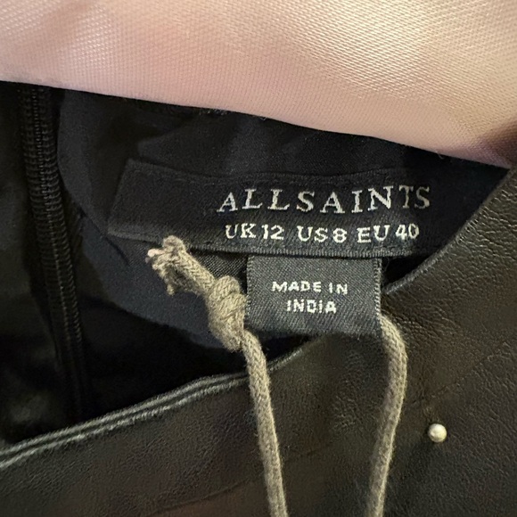 All Saints Black Studded Leather Mini Shift Dress - NWT - Picture 4 of 5